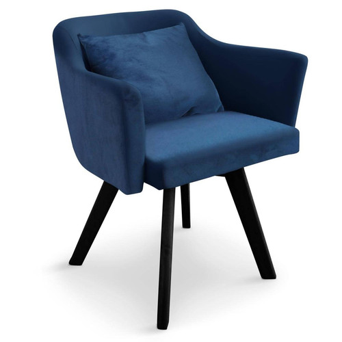 3S. x Home - Chaise / Fauteuil scandinave Dantes Velours Bleu - La Salle A Manger Design