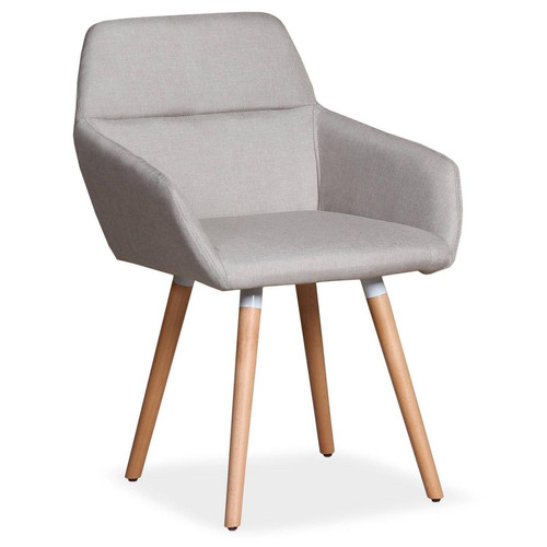 3S. x Home - Chaise / Fauteuil scandinave Frida Tissu Beige - Chaise Et Tabouret Et Banc Design