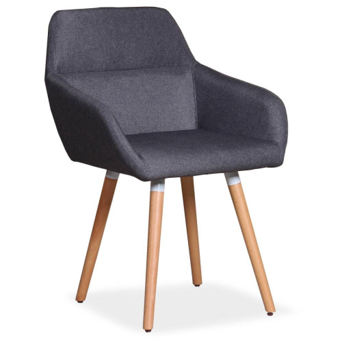 3S. x Home - Chaise / Fauteuil scandinave Frida Tissu Gris Foncé - Chaise Et Tabouret Et Banc Design