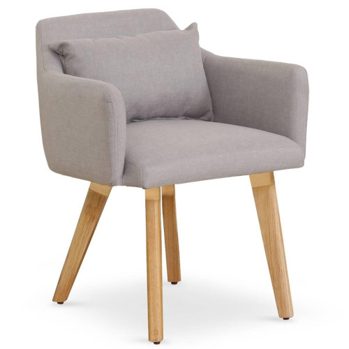 3S. x Home - Chaise / Fauteuil scandinave Gybson Tissu Beige - Chaise Et Tabouret Et Banc Design