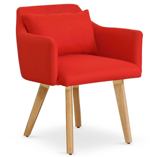 3S. x Home - Chaise / Fauteuil scandinave Gybson Tissu Rouge - Chaise Design