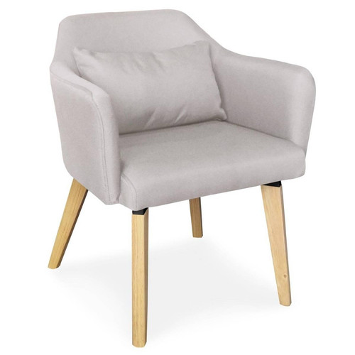3S. x Home - Chaise / Fauteuil scandinave Shaggy Tissu Beige - Chaise Design