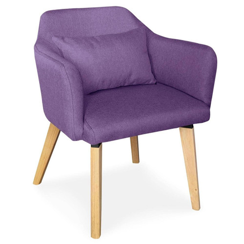 3S. x Home - Chaise / Fauteuil scandinave Shaggy Tissu Violet - Chaise Et Tabouret Et Banc Design