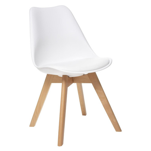 3S. x Home - Chaise "Baya" blanc, pieds en bois de hêtre - La Salle A Manger Design