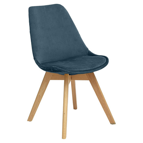 3S. x Home - Chaise ?Baya? en velours bleu canard - Chaise Et Tabouret Et Banc Design