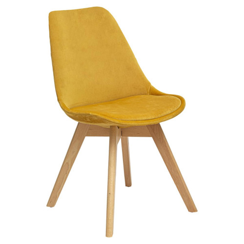 3S. x Home - Chaise ?Baya? en velours jaune ocre - Chaise Et Tabouret Et Banc Design