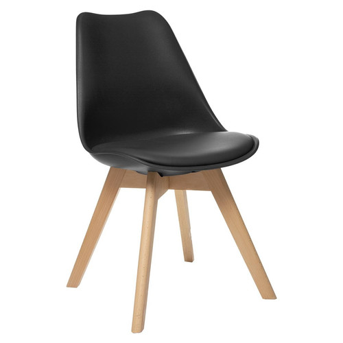 3S. x Home - Chaise "Baya" noir, pieds en bois de hêtre - Meuble Et Déco Design