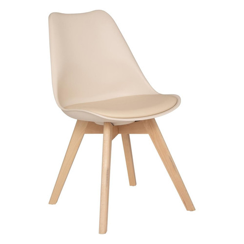 3S. x Home - Chaise "Baya", pieds en hêtre, beige - La Salle A Manger Design