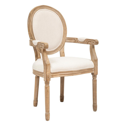 3S. x Home - Chaise en hévéa beige "Cleon" - Fauteuil Design