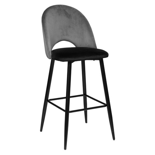 3S. x Home - Chaise de bar Kara, gris ardoise, velours - Tabouret Design