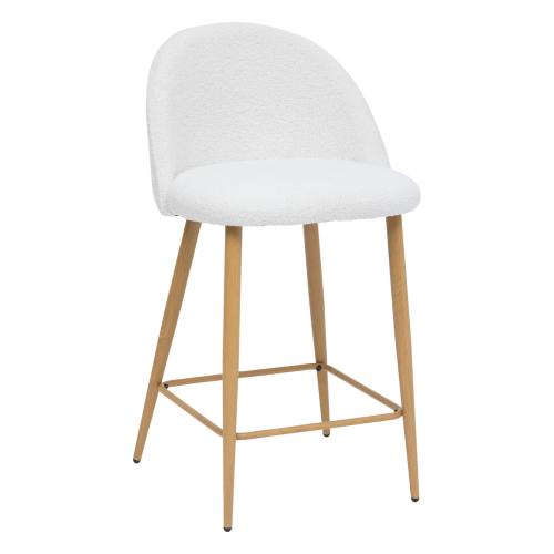Chaise de bar revetement velours et pieds en bois "Slano" blanc Blanc 3S. x Home Meuble & Déco