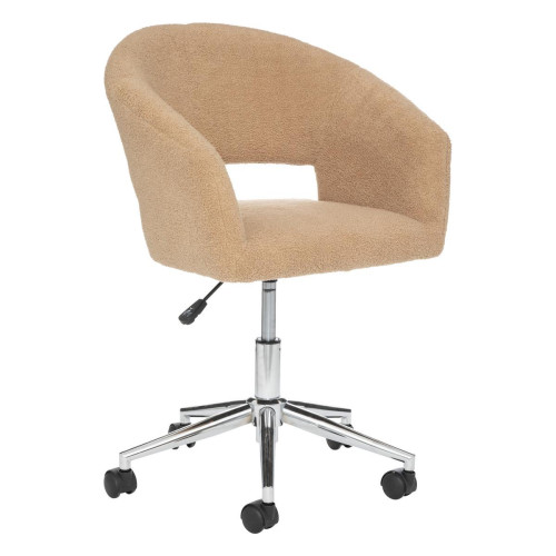 3S. x Home - Chaise de bureau "Gaya", bouclette, beige - Meuble De Bureau Design