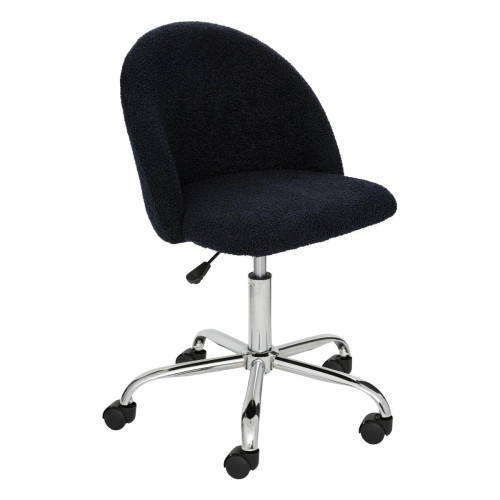3S. x Home - Chaise de bureau bouclette bleu encre "Geos"  - Chaise De Bureau Design