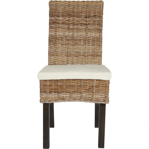 3S. x Home - Chaise DELLA Beige avec assise en rotin - Chaise Design