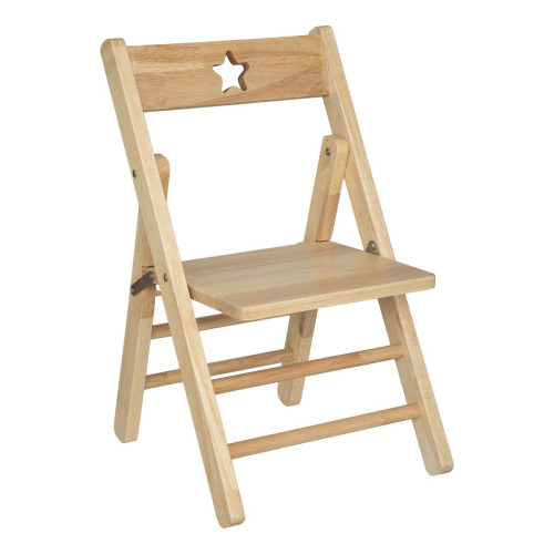 3S. x Home - Chaise enfant pliante, beige en bois - Chaise, fauteuil enfant