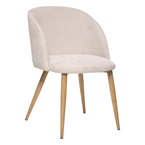 3S. x Home - Chaise imitation "Chêne Céleste" beige lin - Meuble Et Déco Design