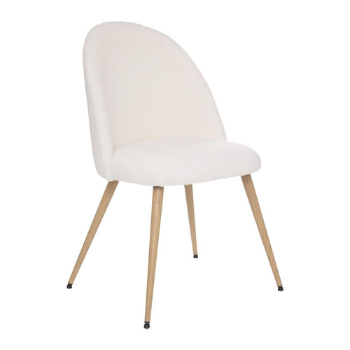 3S. x Home - Chaise imitation hêtre bouclette Slano blanc - Chaise Design