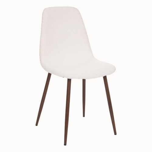3S. x Home - Chaise imitation noyer bouclette "Roka" blanc - Chaise Design