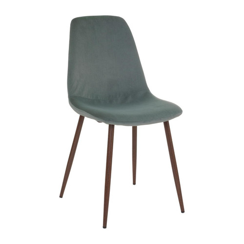 3S. x Home - Chaise imitation noyer velours "Roka" céladon - Chaise Design