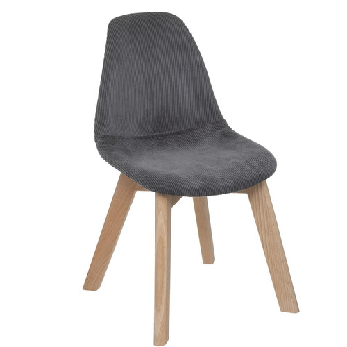 3S. x Home - Chaise "Lena", gris en velours - Chaise, fauteuil enfant
