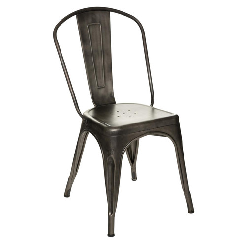3S. x Home - Chaise metal "Niko" gris vintage - Sélection meuble & déco Industriel