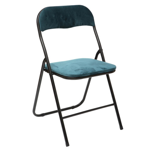 3S. x Home - Chaise pliante en velours bleu - Chaise Et Tabouret Et Banc Design