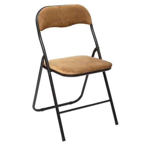 3S. x Home - Chaise pliante en velours doré beige foncé - Chaise Et Tabouret Et Banc Design