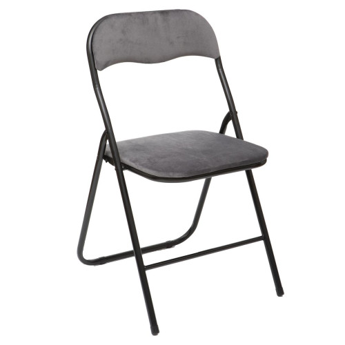 3S. x Home - Chaise pliante en velours gris - Chaise Et Tabouret Et Banc Design