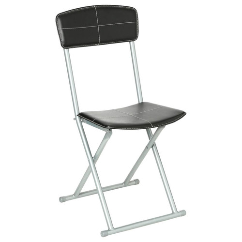 3S. x Home - Chaise pliante simili cuir noir  - Chaise Et Tabouret Et Banc Design
