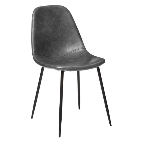 3S. x Home - Chaise PU métal gris Vladi - Chaise Et Tabouret Et Banc Design