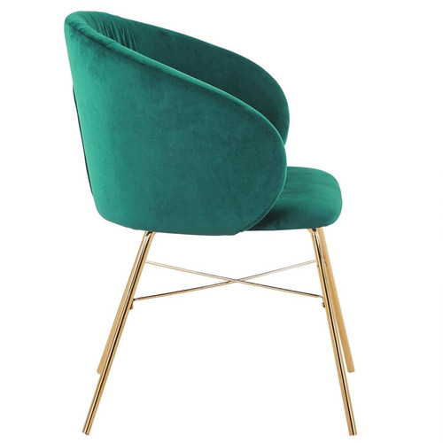 Chaise Smart Velours Vert Pieds Or 3S. x Home