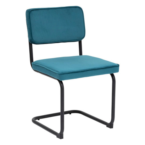 3S. x Home - Chaise en velour bleu canard  - Collection Authentique Meubles et Déco