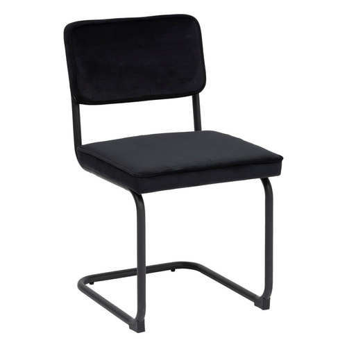 3S. x Home - Chaise en velour Sersi noir  - Chaise Et Tabouret Et Banc Design