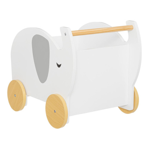 3S. x Home - Chariot enfant "Éléphant", bois, blanc, 35x39 cm - Armoires et commodes design pour enfants