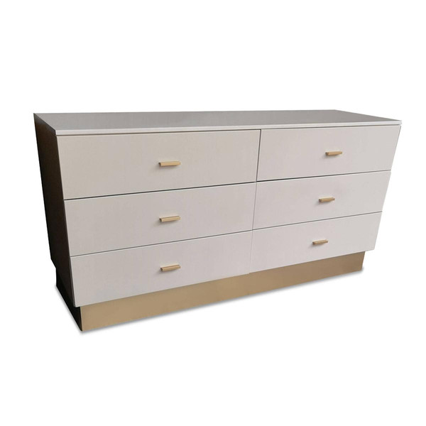 Commode moderne 6 tiroirs Nestor Taupe clair et Or 3S. x Home