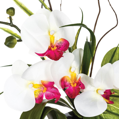 Composition d'orchidées avec vase céramique H44 blanc Plante artificielle