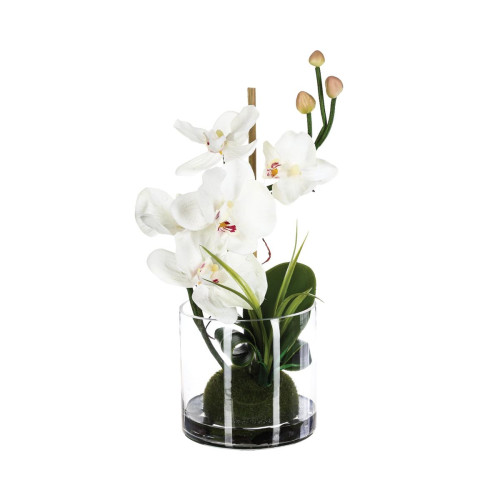3S. x Home - Composition orchidée en vase H37 - Plante artificielle