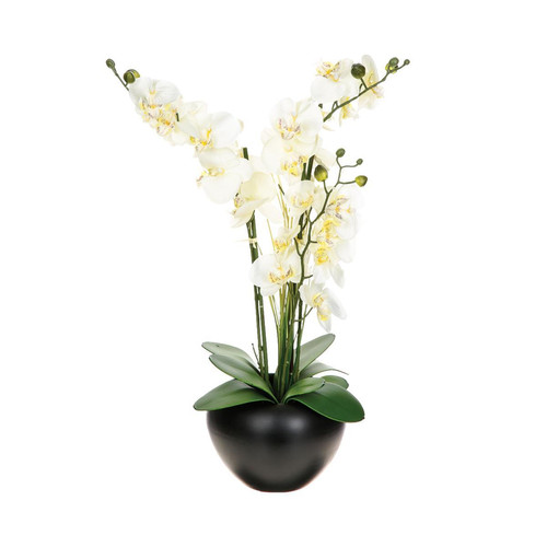 Composition orchidée vase céramique H63 Noir 3S. x Home Meuble & Déco