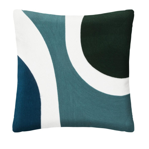 3S. x Home - Coussin "Hary", motifs brodés, coton, bleu, 45x45 cm - Coussins Design