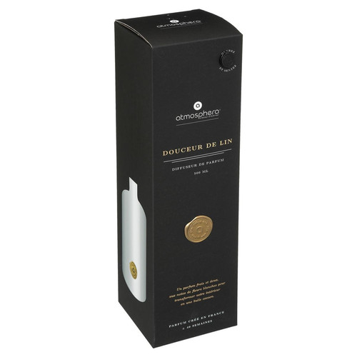 3S. x Home - Diffuseur "Enzo" lin blanc 500 ml en verrevoir - Bougies et parfums d'intérieur