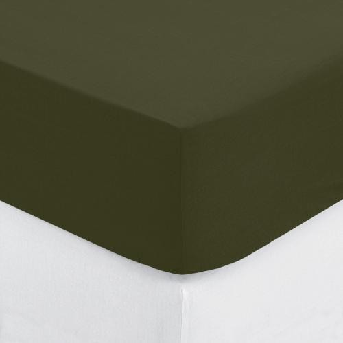 3S. x Home - Drap-housse en coton vert  - Linge de lit vert