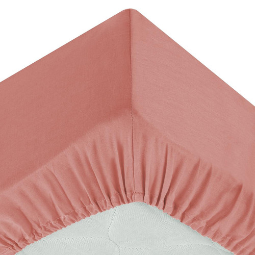 Drap-housse en coton, rose blush, bonnet H30cm, 140x190 cm Parure de lit