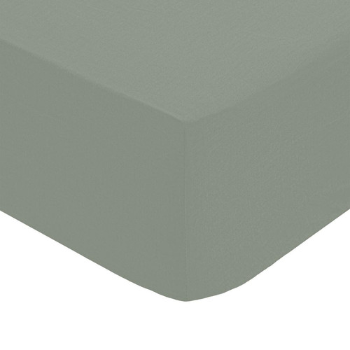 3S. x Home - Drap-housse, percale, vert, 140x190 cm - Parures de lit coton