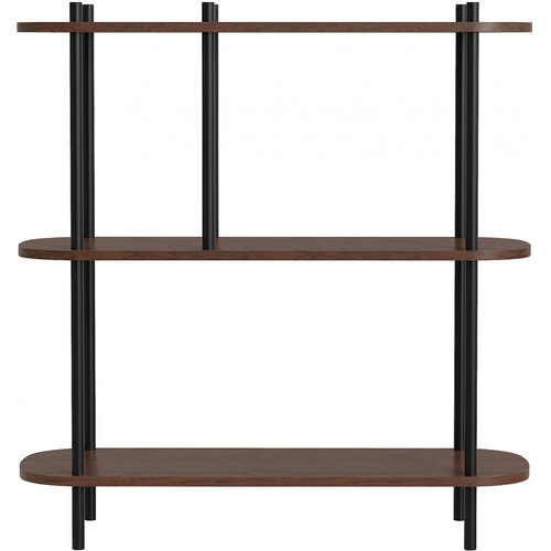 3S. x Home - Etagère de 3 niveaux en métal noir et plateaux en bois - Etagères