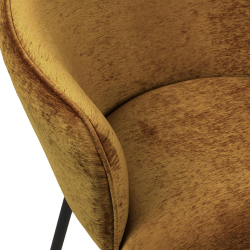fauteuil de table Contemporain en tissu chenillé Moutarde et métal noir 3S. x Home