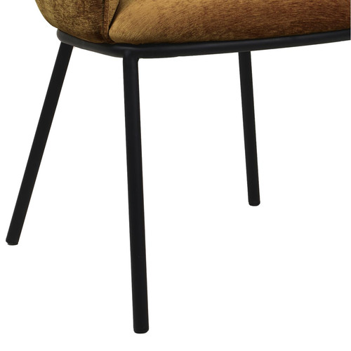 fauteuil de table Contemporain en tissu chenillé Moutarde et métal noir Fauteuil