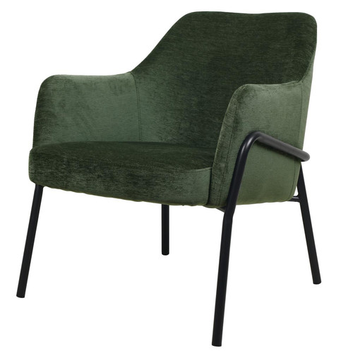 fauteuil lounge Contemporain tissu chenillé Sauge et métal noir mat Vert 3S. x Home Meuble & Déco