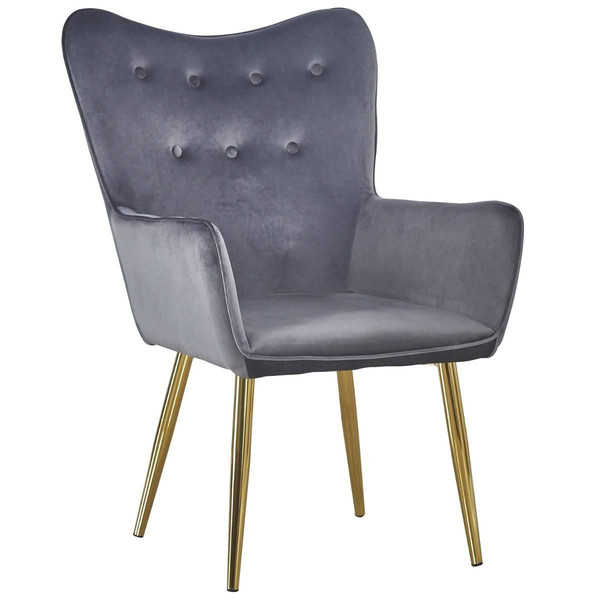 Fauteuil scandinave Velours Argent pieds Or 3S. x Home