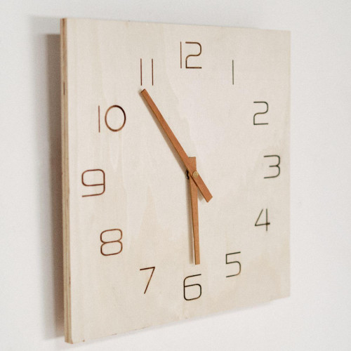 Factory - Horloge contreplaquée carrée - Simplicity - Horloges Design