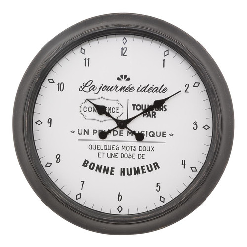 3S. x Home - Horloge en plastique “Citation Liv” d60 noir et blanc - Horloges Design